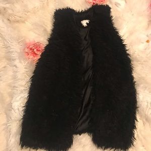 Black Fluffy Furry Fur Soft Vest